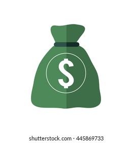 Money and Financial item concept represented by money bag icon. isolated and flat illustration 