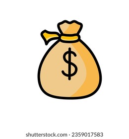 Money or financial vector icon. Dollar coin, money stack, wallet, banknote finance symbols