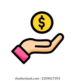 Money or financial vector icon. Dollar coin, money stack, wallet, banknote finance symbols