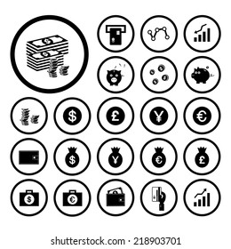 money and financial vector icon set 