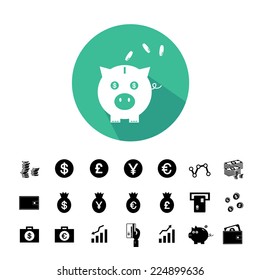 money and financial vector icon set 