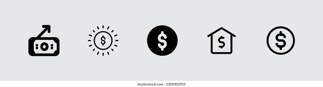 Money or financial vector icon set. Dollar Money icon vector for web, Vector money Icon, dollar icon symbol vector. money icons on white background.