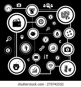 money and financial vector icon set 