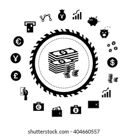 money and financial vector icon set 