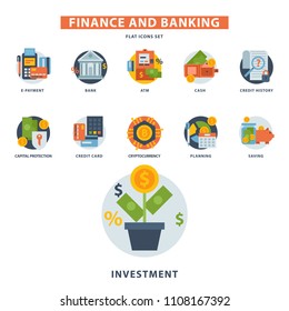 Money finanse vector icons banking safety business currency card financial deposit bank payment illustration.