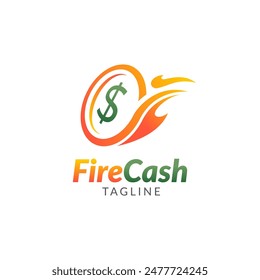 Money fire burn logo icon template. Vector of money and coins combined with fire