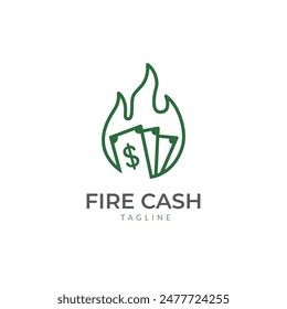Money fire burn logo icon template. Vector of money and coins combined with fire