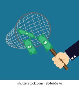 money in fishing net