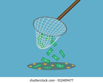 money in fishing net .