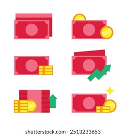 money flat design bundle illustration suitable to your invest business