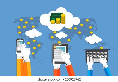 Money Flat Design Concept Vector  Illustration. EPS10 