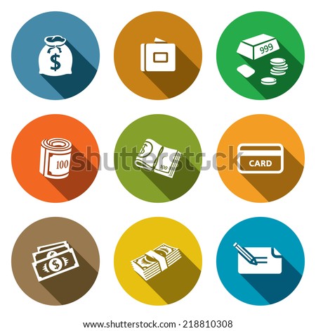 Money flat icon collection