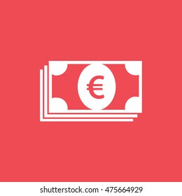 Money Flat Icon On Red Background