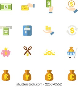Money flat icon set
