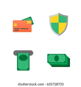 Money Flat icon set for, flat style