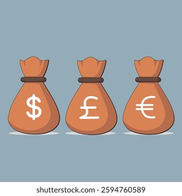 Money flat icon set isolated illustration background.
