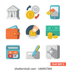 Money Flat Icon Set For Web And Mobile Application.