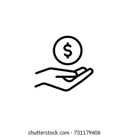 Money flat icon. Single high quality outline symbol of gambling for web design or mobile app. Thin line signs of casino for design logo, visit card, etc. Outline logo of lottery.