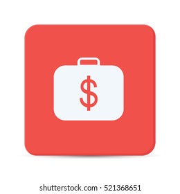 money flat icon vector isolated on red background