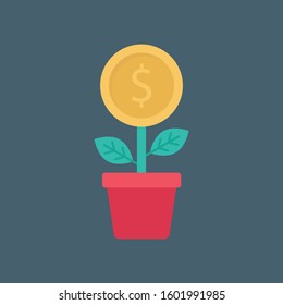 Money Flat icons for increase & dollar 