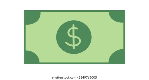 Money flat illustration. Dollars and gold coins stack. Wealth and banking icon. Isolated on white background.