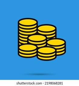 A lot of money flat illustration vector. A big stack of coins for business and salary. Passive income concept. A lot of money vector design element in flat style