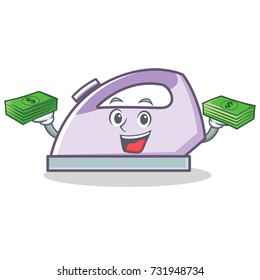 With money flat iron character vector art