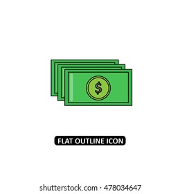 Money flat line icon.