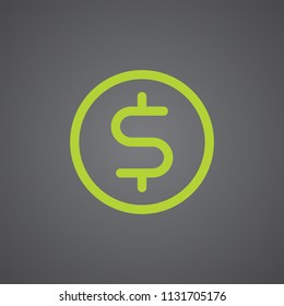 money flat thin line icon green grey dollar business finance price euro golden coin icon illustration profit Icon symbol design Vector Illustration Set presentation market business boss client price