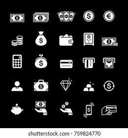 Money flat vector icons set