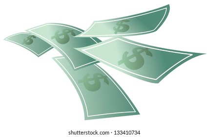Money floating, dollars flying