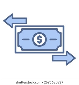 Money Flow Blue Icon Vector Illustration
