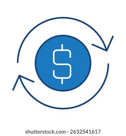 Money Flow Blue Line Icon. Business, Strategy, Success Editable Stroke Vector Illustration