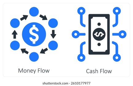 Money Flow and Cash Flow icon concept