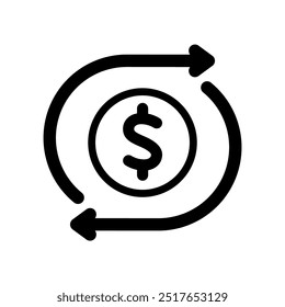 Icono de línea de concepto de flujo de dinero. Ilustración de elemento simple. diseño de símbolo de esquema de flujo de dinero.