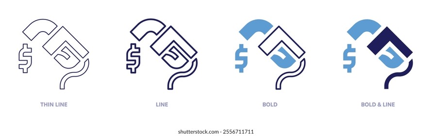 Money flow icon in 4 different styles. Thin Line, Line, Bold, and Bold Line. Duotone style. Editable stroke.