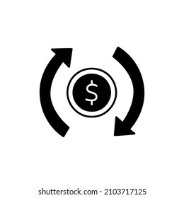 Money flow Icon in black flat glyph, filled style isolated on white background