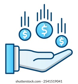 Icono de flujo de dinero, Ilustración vectorial de gradiente azul