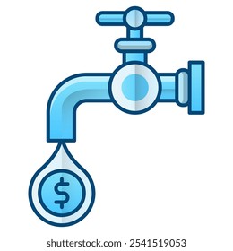 Icono de flujo de dinero, Ilustración vectorial de gradiente azul
