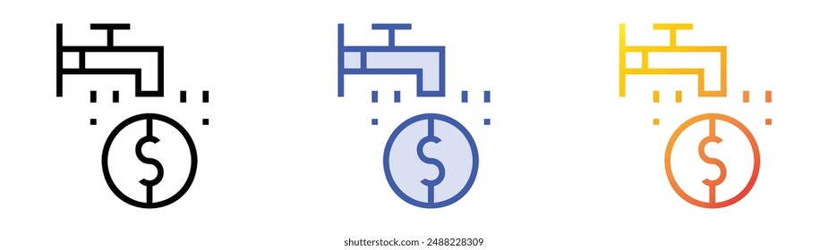 money flow icon. Linear, Blue Fill and Gradient Style Design Isolated On White Background