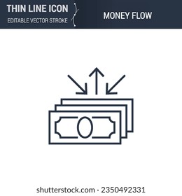 Icono de flujo de dinero - Símbolo de negocio de línea delgada. Ideal para el diseño web. Concepto de vector de contorno de calidad. Logotipo premium, sencillo y elegante