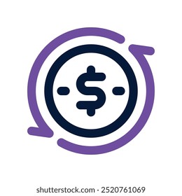 Geldfluss-Symbol. Vektorsymbol mit zwei Tönen für Ihre Website, Ihr Handy, Ihre Präsentation und Ihr Logo-Design.