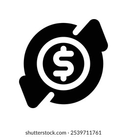 ícone do fluxo de dinheiro. ícone do glifo vetorial para o seu site, celular, apresentação e design de logotipo.