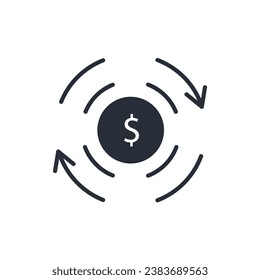 money flow icon. vector.Editable stroke.linear style sign for use web design,logo.Symbol illustration.