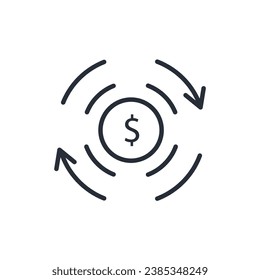 icono de flujo de dinero. vector.Curso editable.Signo de estilo lineal para uso de diseño web,logotipo.Ilustración de símbolo.