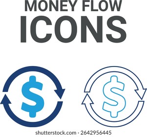 Money flow icons, Line art Vector illustration in thin line modern style of inspection-related icons: documentation, auditor, Audit icon set. Accounting line icons collection.