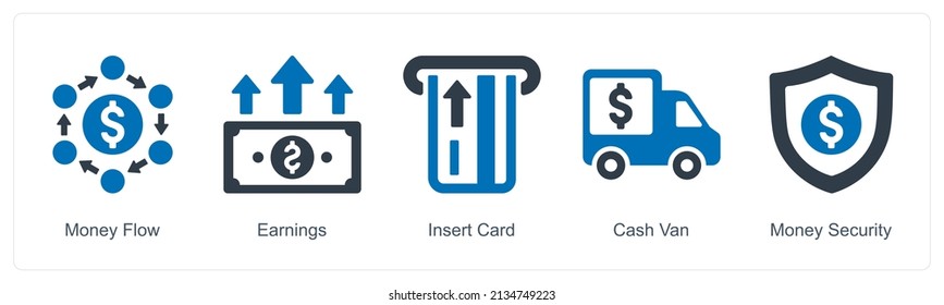 Money Flow And Insert Card Icon Concept