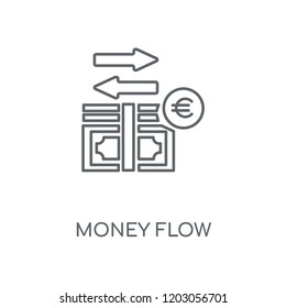 Money flow linear icon. Money flow concept stroke symbol design. Thin graphic elements vector illustration, outline pattern on a white background, eps 10.