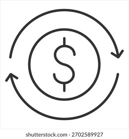 Money Flow Outline Icon Vector Illustration