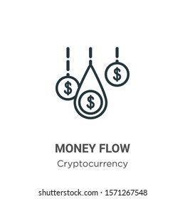 Money flow outline vector icon. Thin line black money flow icon, flat vector simple element illustration from editable economyandfinance concept isolated on white background